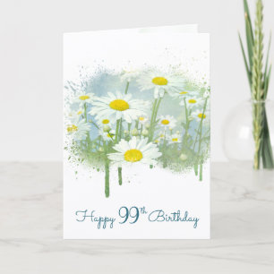 Cartão Jardim de Margaridas Brancas de Aniversário de 99