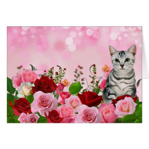 Cartão Jardim de rosas vermelho e cor-de-rosa com vazio
