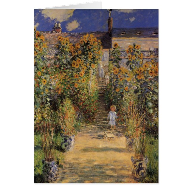 Cartão Jardim do Artista em Vetheuil por Claude Monet (Frente)
