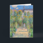 Cartão Jardim do Artista em Vétheuil por Claude Monet<br><div class="desc">O Jardim do Artista em Vétheuil está pintando por Claude Monet apresentando um pequeno pé de criança diante de nós em um caminho coberto pelo sol que corre pelo centro de um jardim dominado por torres de girassóis amarelos e laranja queimados. Atrás da criança, uma mulher e outra criança ficam...</div>