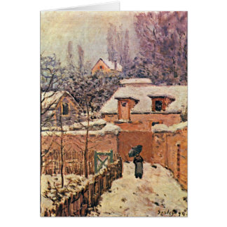 Cartão Jardim em Louveciennes, inverno por Alfred Sisley