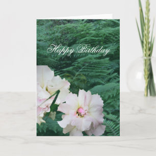 Cartão Jardim Floral Gardenia e Samambaia "Feliz Aniversá
