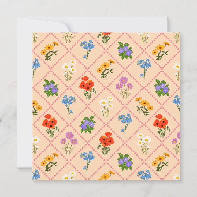 Cartão Jardim Harlequim de Flores Silvestres (Frente)