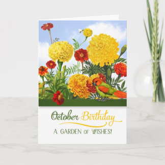 Cartão Jardim Marigold, aniversário de outubro