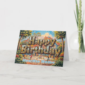 Cartão Jardim Tropical Feliz Aniversário