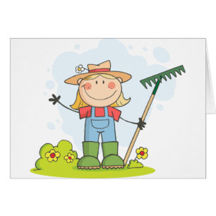 Cartão Jardinando ou menina de cultivo