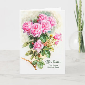 Cartão Jardineiro Themed Vintage Rosas Rosa Florais Anive