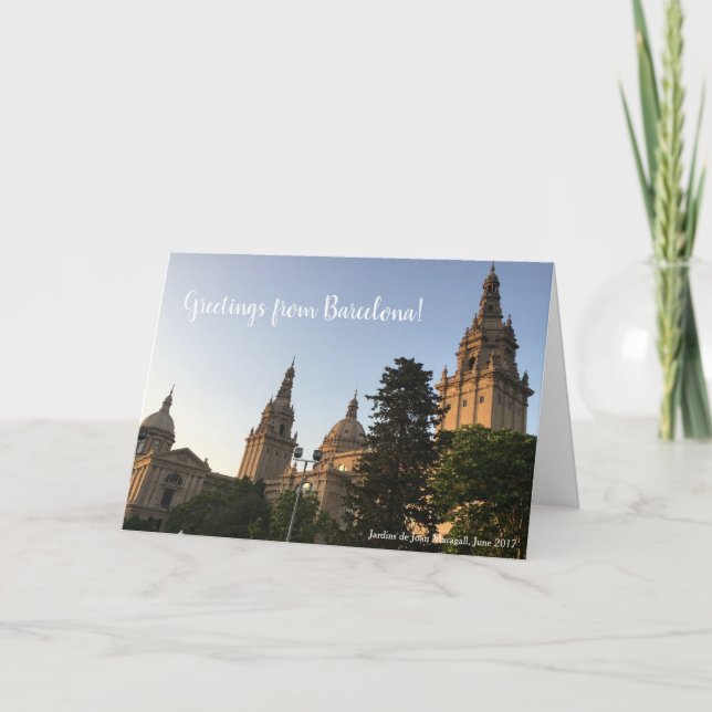 Cartão Jardins de Joan Maragall com costume/ seu texto (Frente)