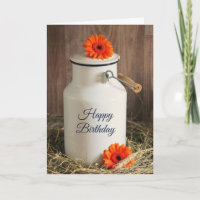 Jarra de Leite Branco Rústico com Flores de Aniver