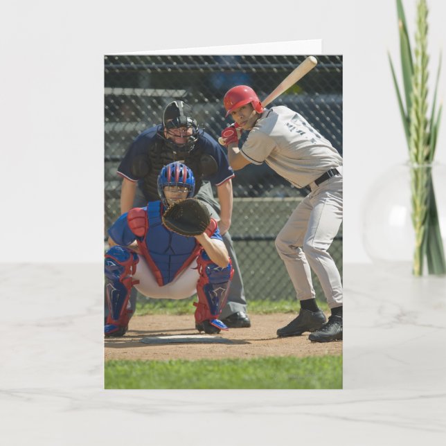 Cartão Jarro, massa e árbitro do basebol em pronto (Frente)