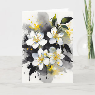 Cartão Jasmine - Flores aquarela