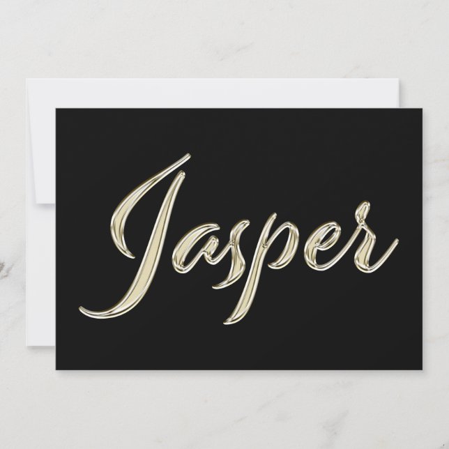 Cartão Jasper Name white gold Handwriting Karte (Frente)