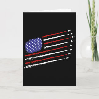 Cartão Jatos de Combate Com a Bandeira Americana dos EUA 