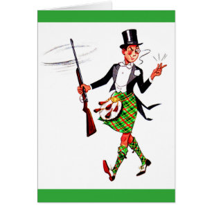 Cartão jaunty Scotsman com espingarda