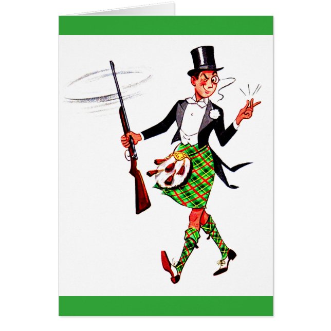 Cartão jaunty Scotsman com espingarda (Frente)