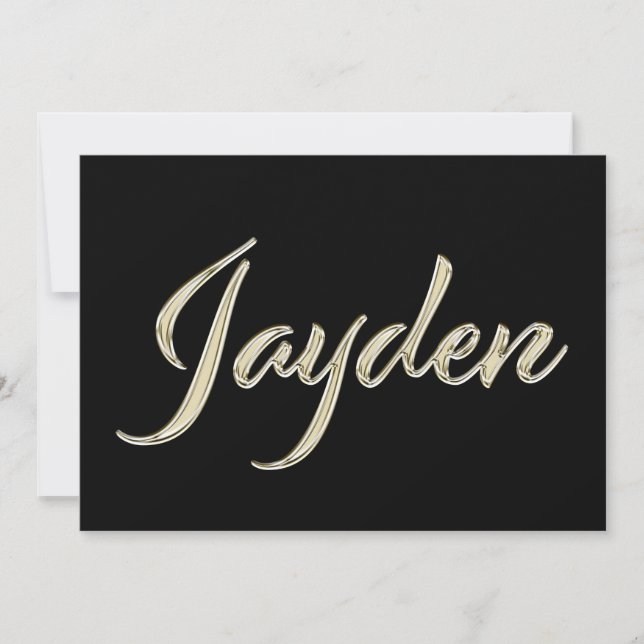 Cartão Jayden Name white gold Handwriting Karte (Frente)