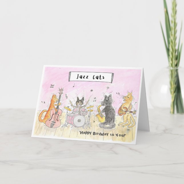 Cartão Jazz Cats Happy Birthday Card (Frente)
