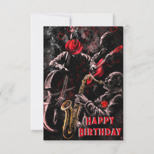 Cartão Jazz Music Banda Musical Happy Birthday Card