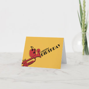 CARTÃO JAZZ MUSIC TRUMPET FELIZ ANIVERSÁRIO