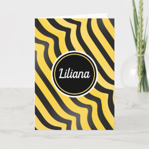 Cartão Jazzy Cute Black e Yellow Striped Bumblebee