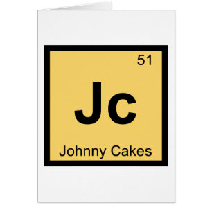 Cartão Jc - Johnny Cakes Símbolo da Tabela Periódica Quím