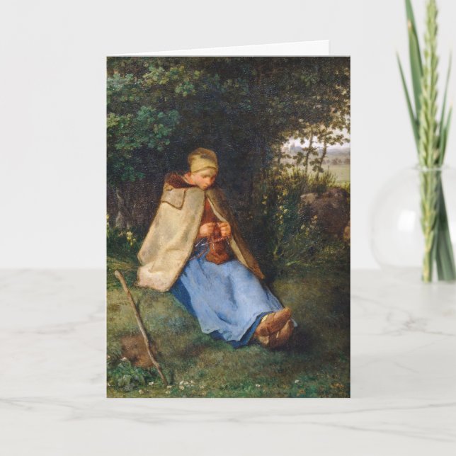 Cartão Jean-Francois Millet - The Knitter (Frente)