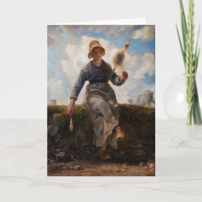 Cartão Jean-Francois Millet - The Spinner Girl (Frente)
