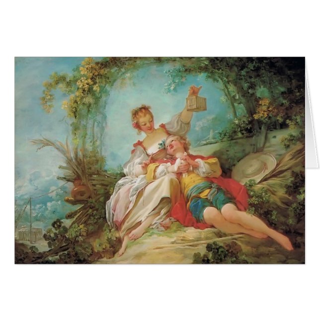 Cartão Jean-Honore Fragonard- os amantes felizes (Frente Horizontal)