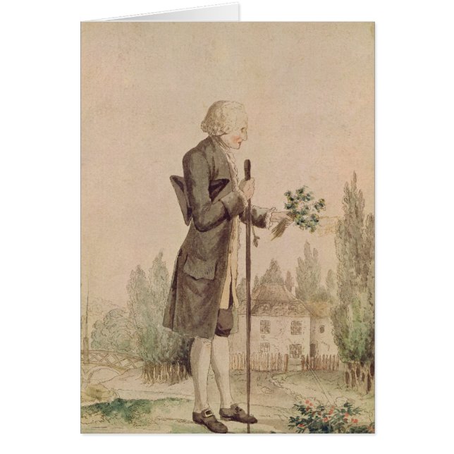 Cartão Jean-Jacques Rousseau que recolhe ervas (Frente)