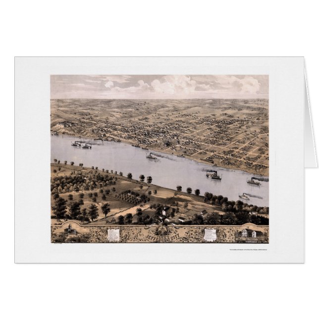 Cartão Jefferson city, mapa panorâmico do MO - 1869 (Frente Horizontal)