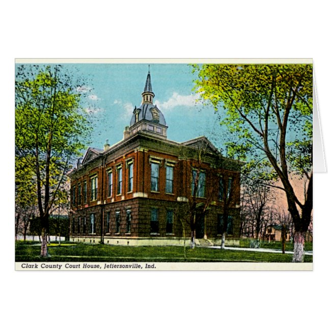 Cartão Jeffersonville, tribunal 1910 de Indiana Clark Co (Frente Horizontal)