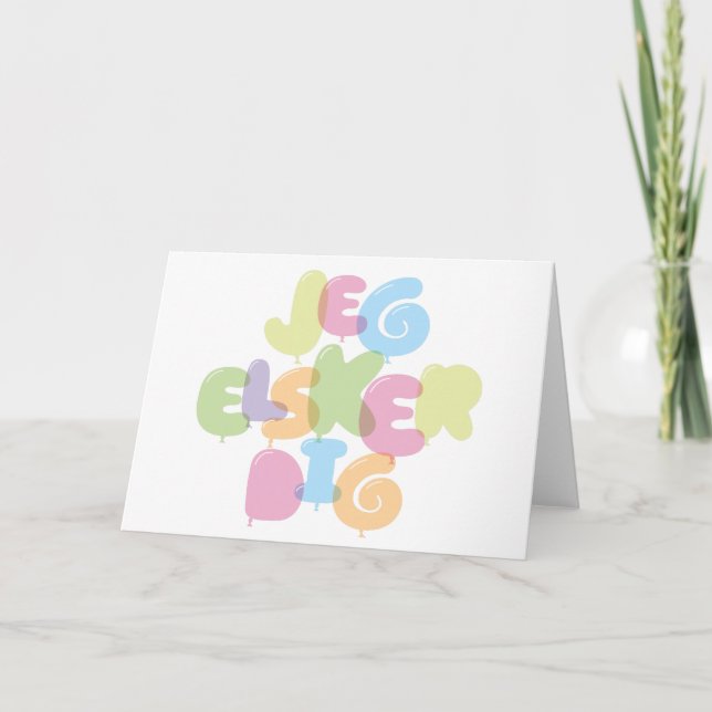 Cartão Jeg Elsker dig - Eu te amo em dinamarquês (Frente)