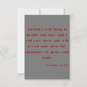 Cartão Jeremiah 33:6 KJV - Saudação de Escritura de Bíbli