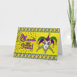 Cartão Jester Mask Mardi Gras Harlequin