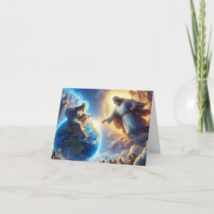 Cartão Jesus, a mulher tocando a mão de Deus