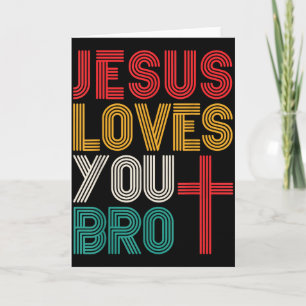 Cartão Jesus Ama Você Irmão Fé Cristã Tipografia Retro