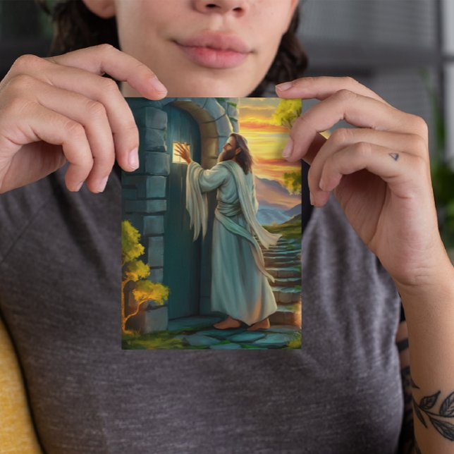 Cartão Jesus batendo em uma porta russa (Criador carregado)