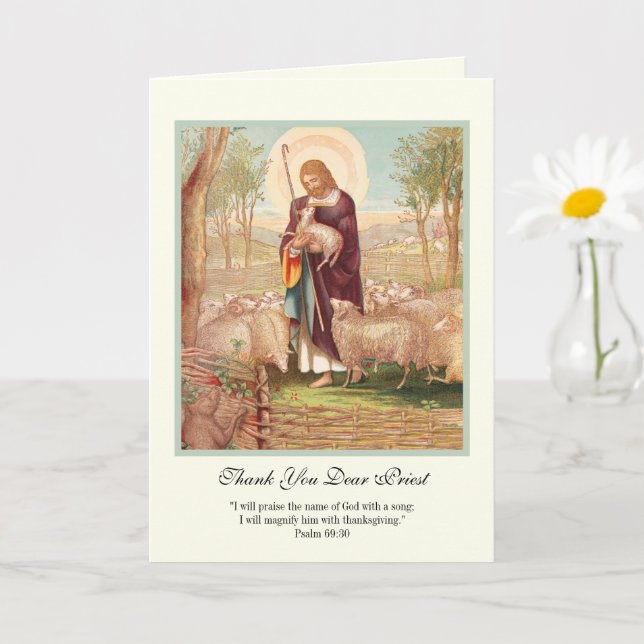 Cartão Jesus Bom Pastor Sacerdote Encorajamento (Planta pequena)