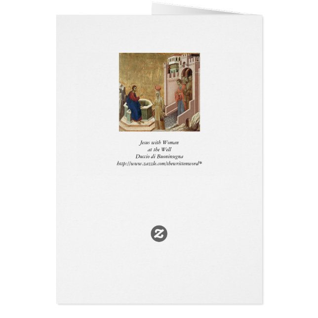 Cartão Jesus com a mulher no poço (Verso)
