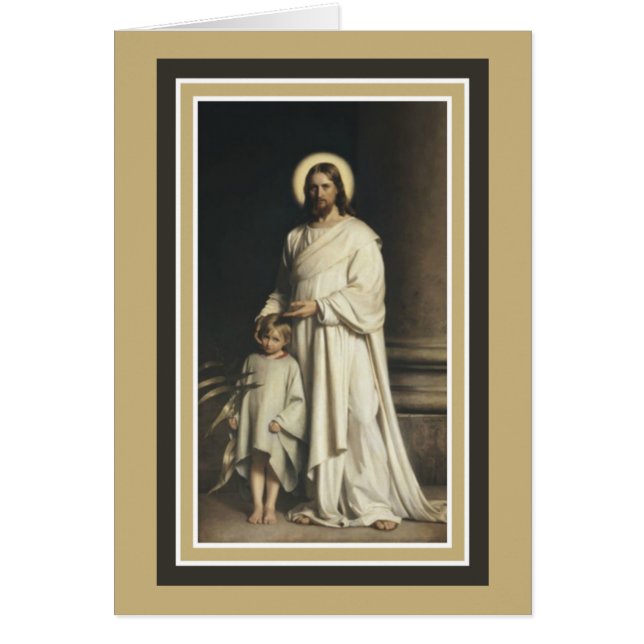Cartão Jesus com jovem criança (Frente)