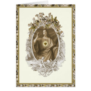 Cartão Jesus Cristo Cristão Floral Vintage