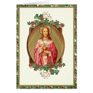 Cartão Jesus Cristo Cristão Floral Vintage