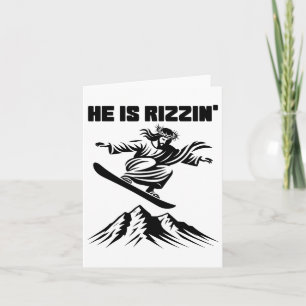 Cartão Jesus Cristo Snowboard Snowboarding Rizzin' Neve C