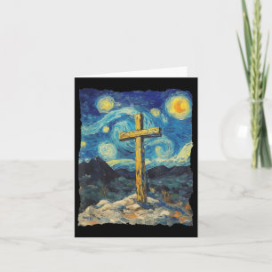 Cartão Jesus Cross Van Gogh Estilo Starry Night Art Crist