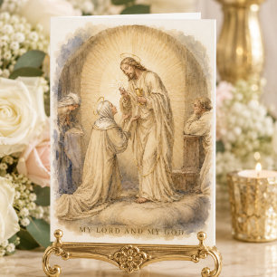 Cartão Jesus dá a Sagrada Eucaristia à Mãe Maria