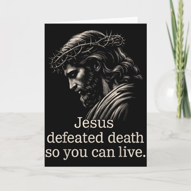 Cartão Jesus Derrotou a Morte Para Você Viver Fé Cristã (Frente)