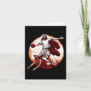Cartão Jesus Divertido Atravessando O Diabo Basketba
