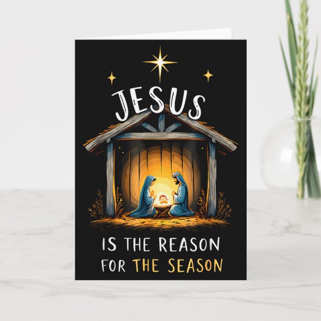 Cartão Jesus É a Razão da Temporada Fé Cristã (Frente)