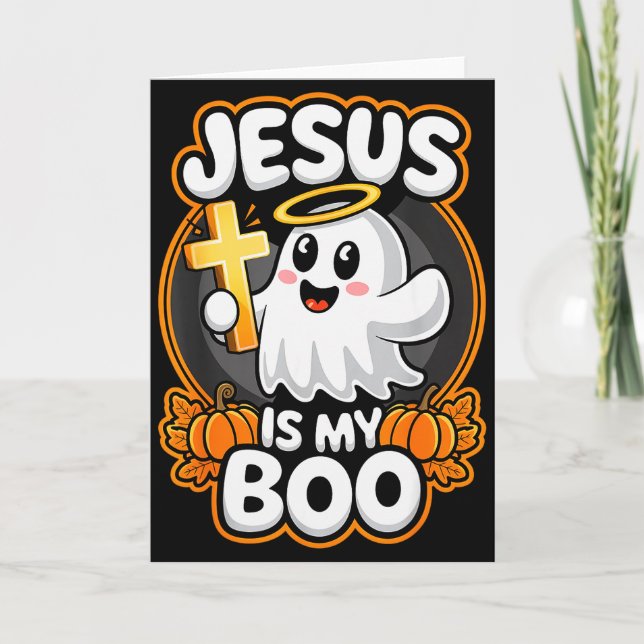 Cartão Jesus É Meu Boo Fé Cristã Fall-o-ween Fofo G (Frente)