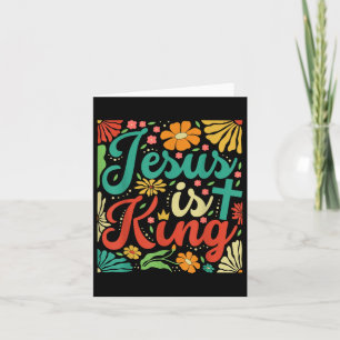 Cartão Jesus é o rei Boho Flores Vintage Christian Gog R